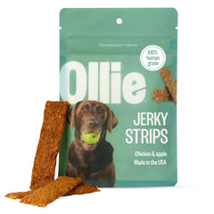 Ollie Jerky de Pollo y Manzana: paquete de 3, premio sabroso para entrenamiento.