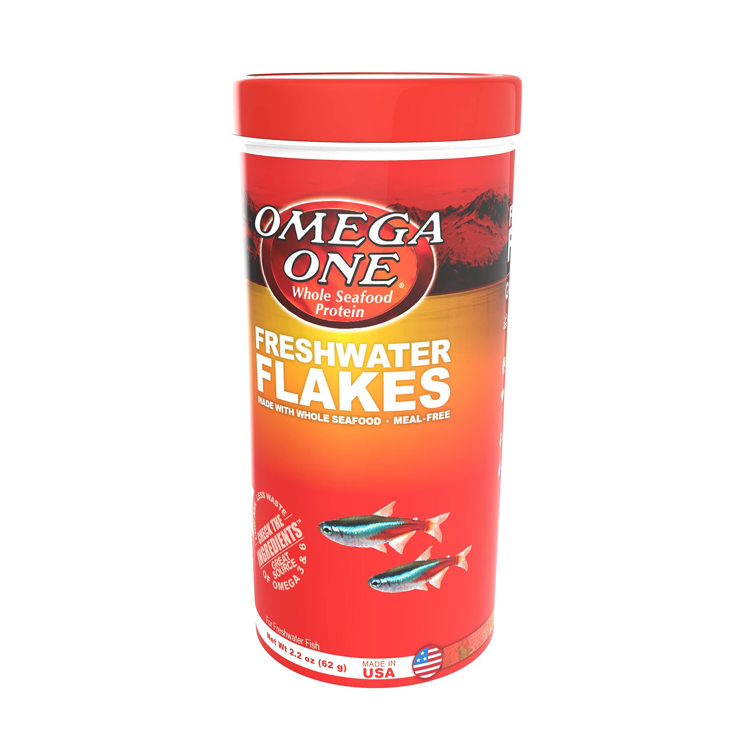 Omega One Freshwater Flakes con calidad superior para un acuario estable.