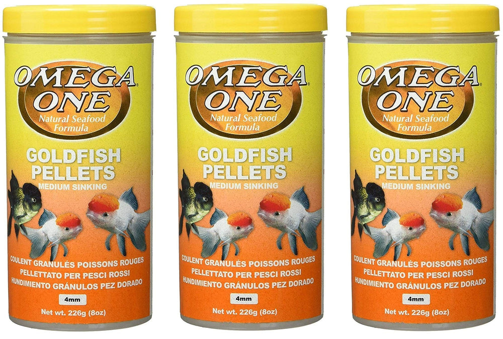 Omega One granulado para goldfish en frasco, alimento completo para colores vivos.