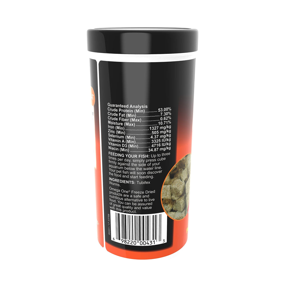 Omega One análisis nutricional de gusanos tubífex liofilizados para acuarios