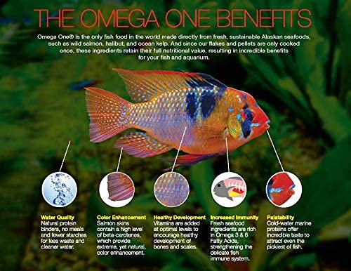 Omega One Marine Mini Pellets con algas marinas y spirulina para nutrición equilibrada.