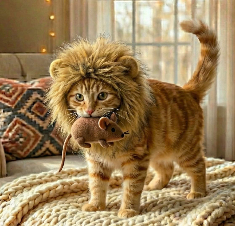 OMG Adorables disfraz melena de león para gatos, primer plano de la melena