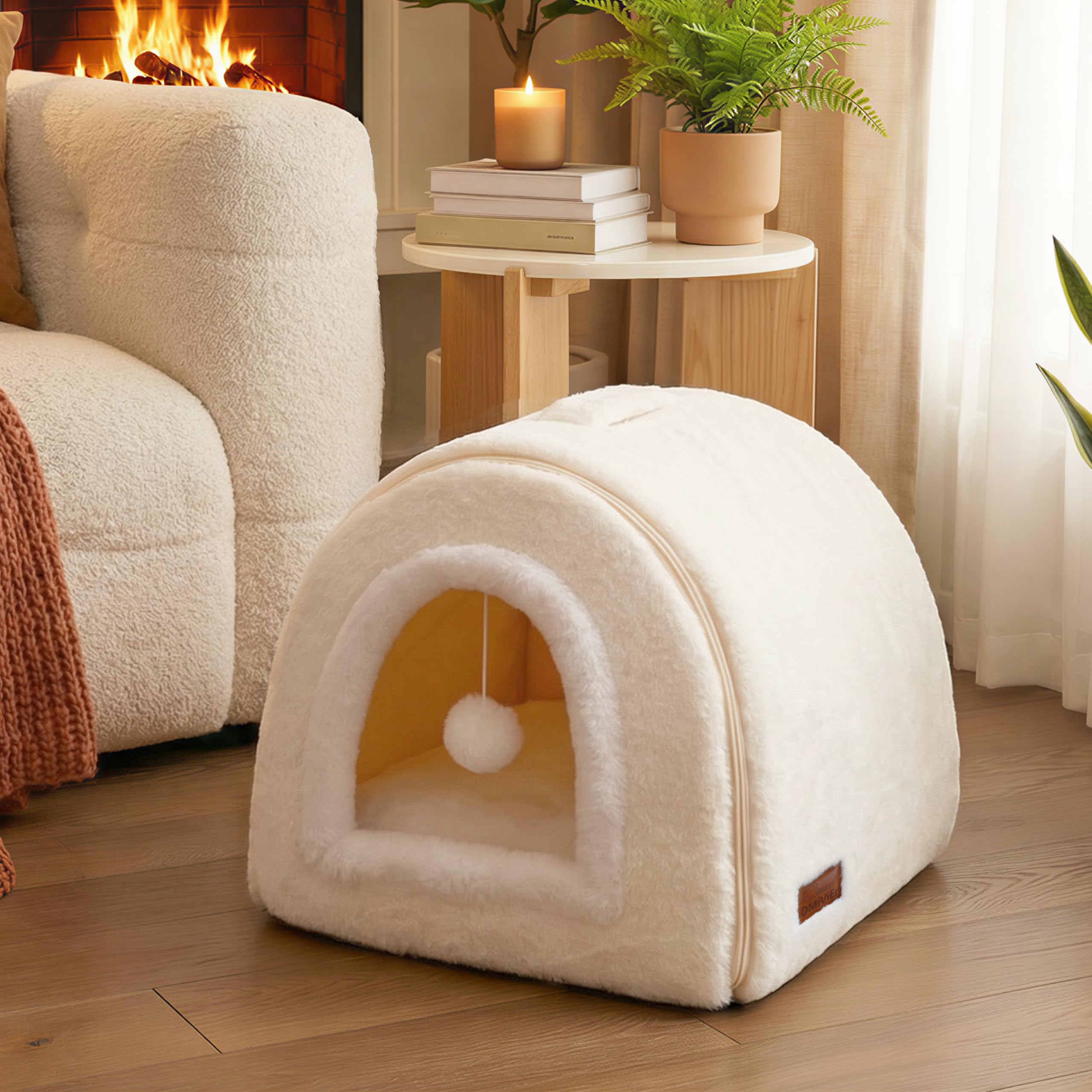 OMIVIER cama para gatos cueva plegable para espacios pequeños
