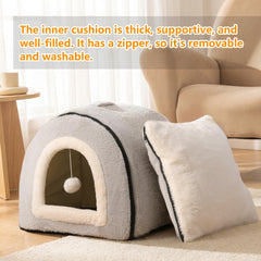 OMIVIER cama-mascota-dentro-casa: 2 en 1 para felinos pequeños.