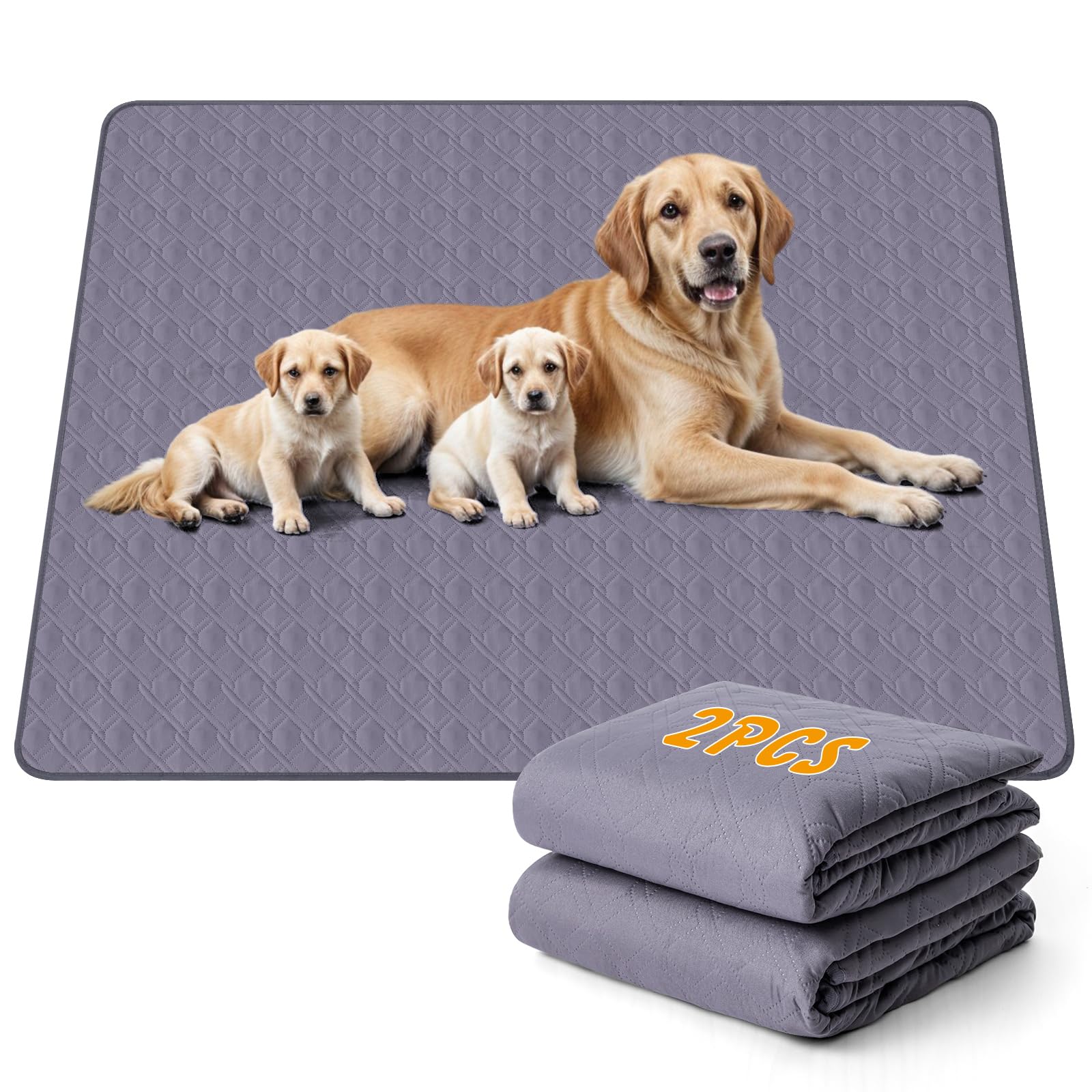Ondware, almohadillas lavables para perros, 60x48 pulgadas grises protegen el suelo gracias a su absorción.