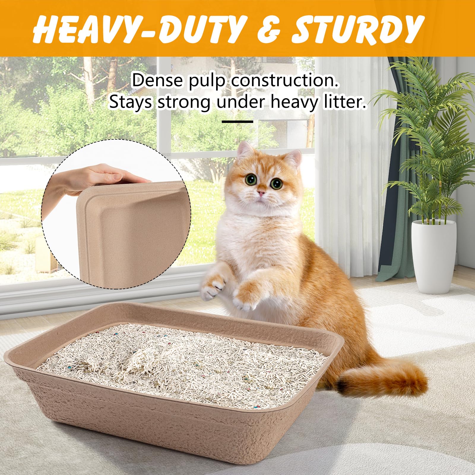 Ondware caja desechable para gatos, paredes altas, previenen derrames y desorden.