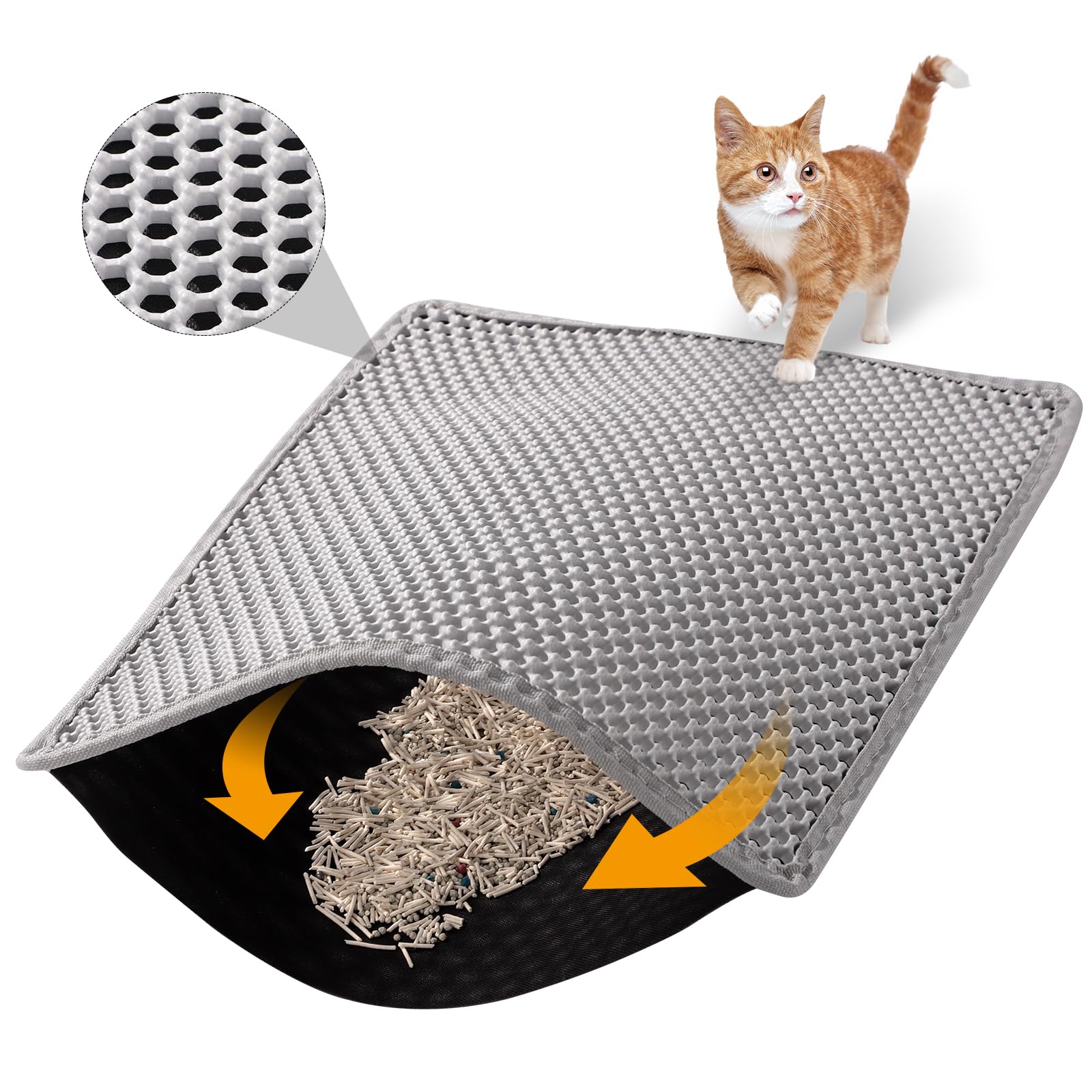 ondware alfombrilla para caja de arena, doble capa honeycomb, captura arena fácilmente