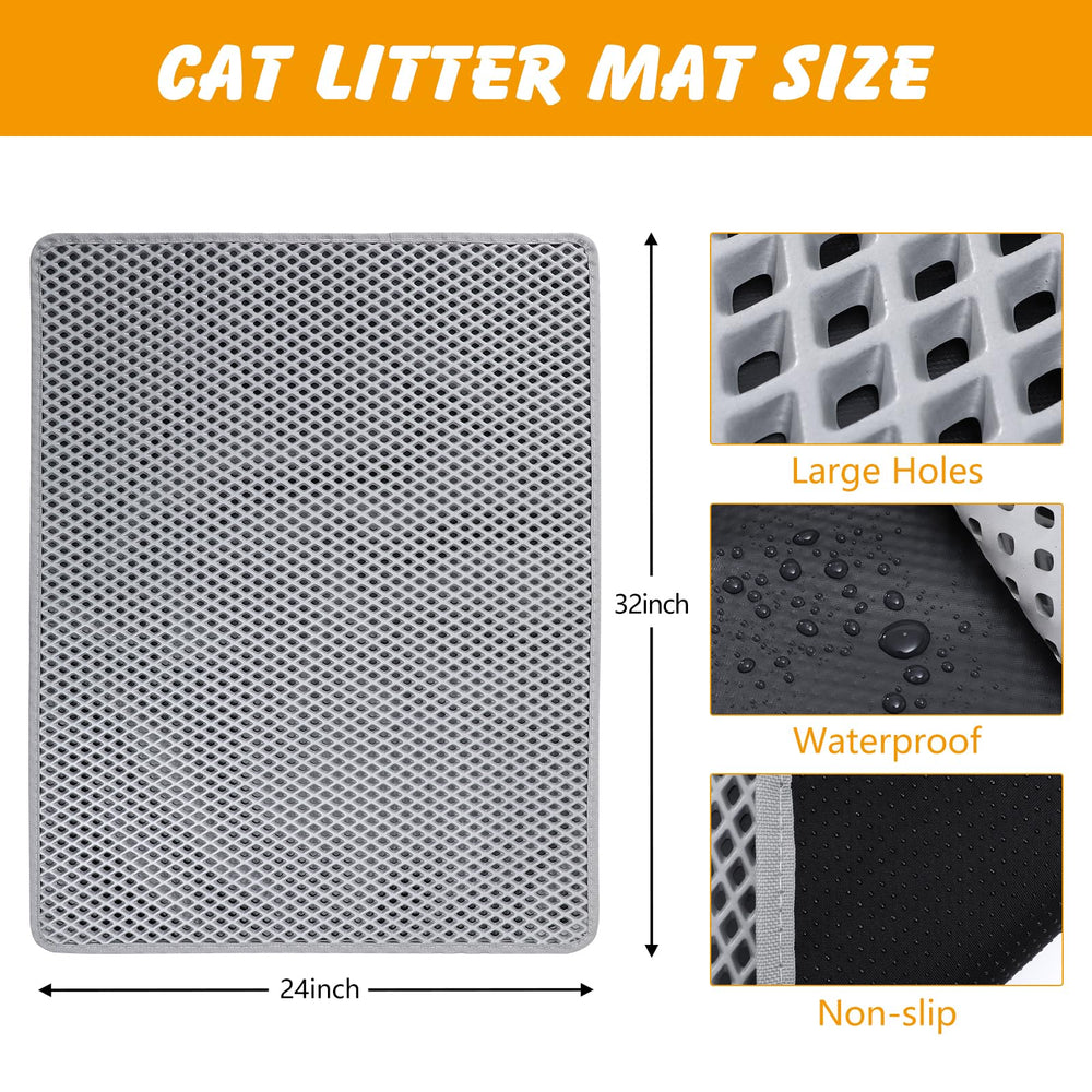 Ondware esterilla de doble capa para arena de gato, base impermeable protege el suelo.