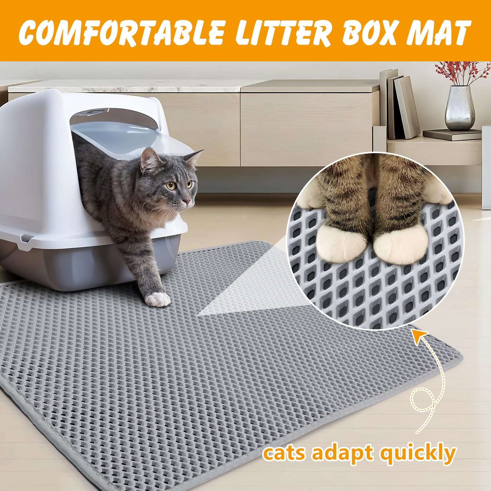 Ondware esterilla de doble capa para arena de gato, dorso, base impermeable protege el piso.
