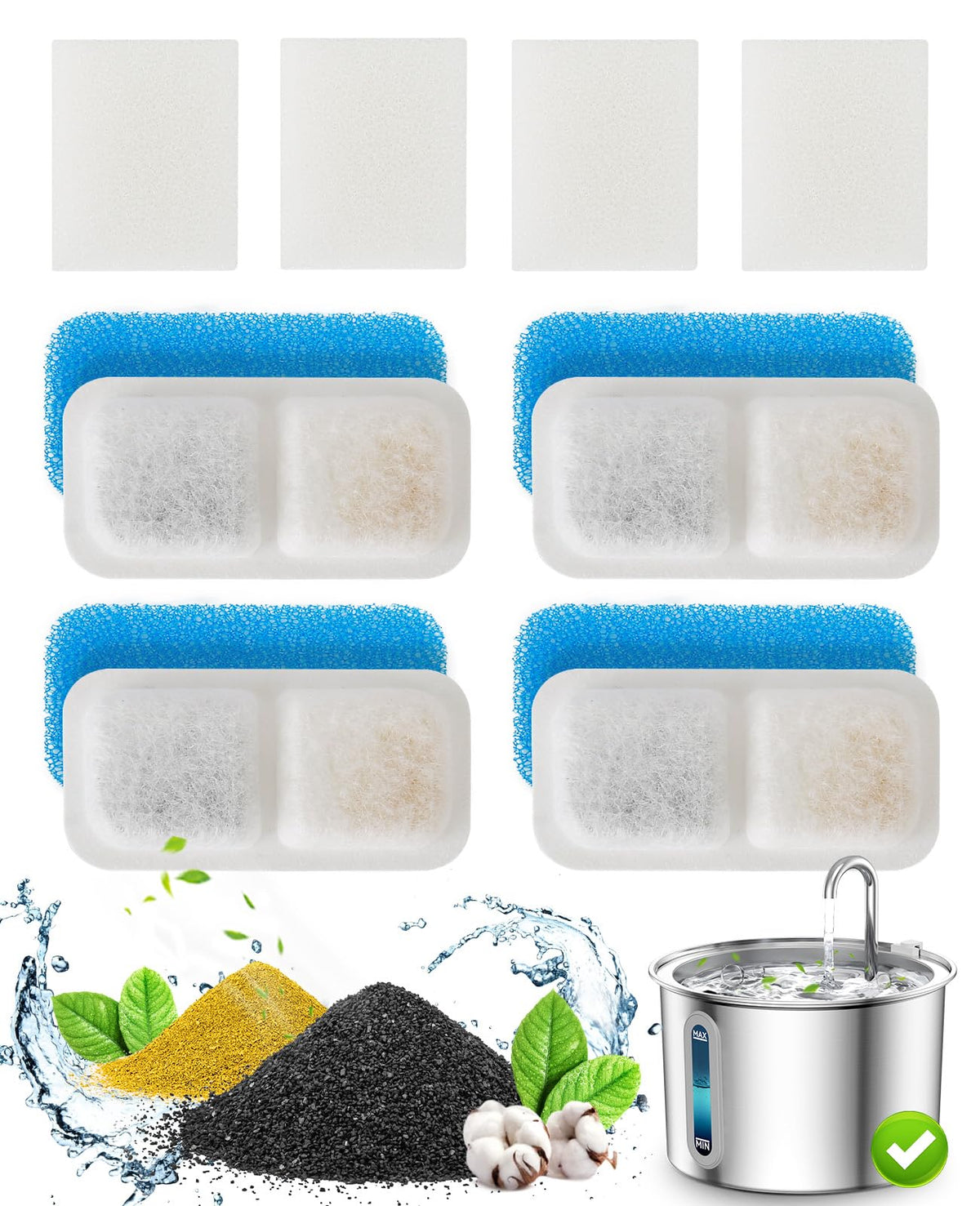 oneisall filtros repuesto para bebedero de gato, fácil de cambiar para agua limpia.