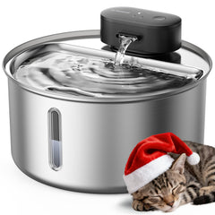 Oneisall fuente de gatos en acero inoxidable, duradera y fácil de limpiar para uso diario.