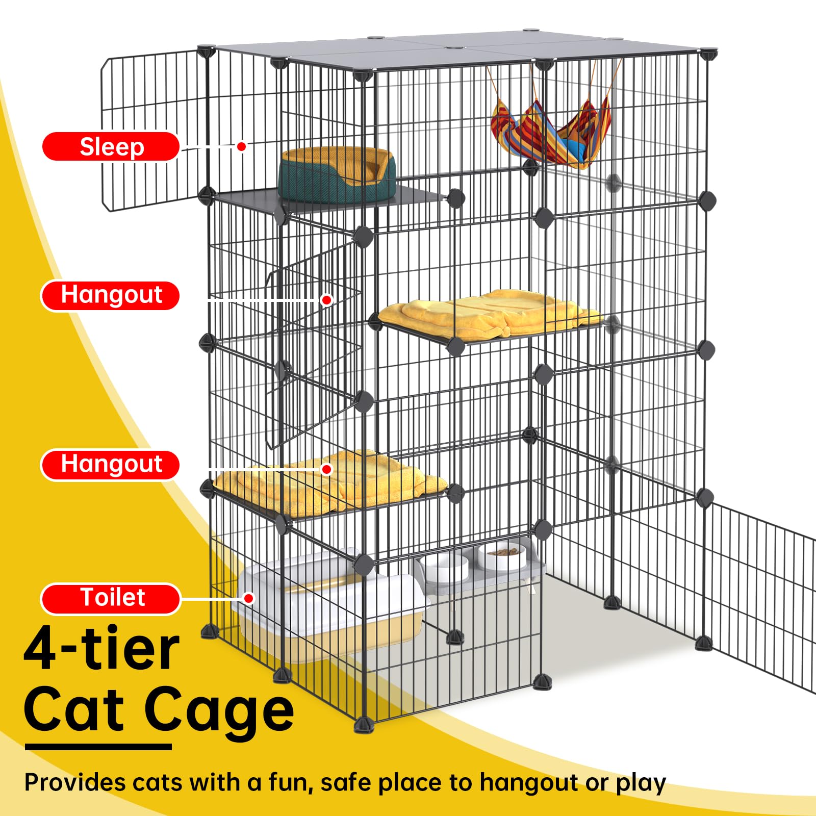 Oneluck recinto para gatos con 4 plataformas para juego.