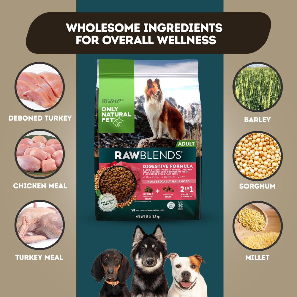 Only Natural Pet Raw Blends Infused Grain Free, trozos crudos que mejoran la palatabilidad.
