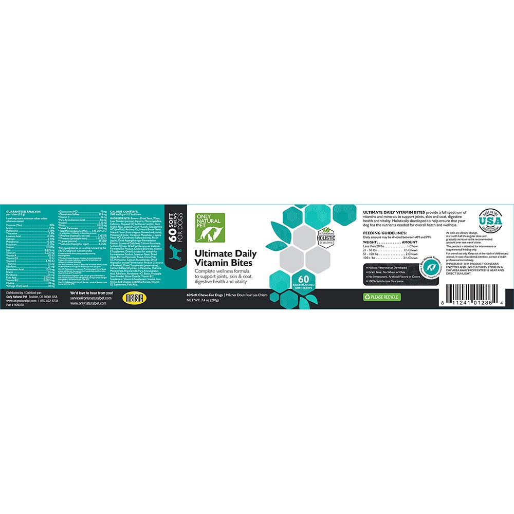 Only Natural Pet bienestar y vitalidad para perros con vitaminas