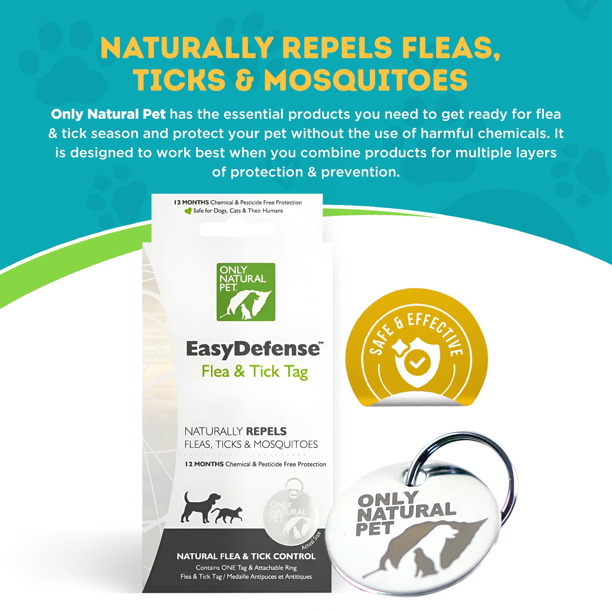 Only Natural Pet EasyDefense clip ligero en collar, fácil de poner sin añadir volumen