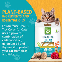 Collar Only Natural Pet EasyDefense para gatos enfocado en garrapatas, uso seguro.