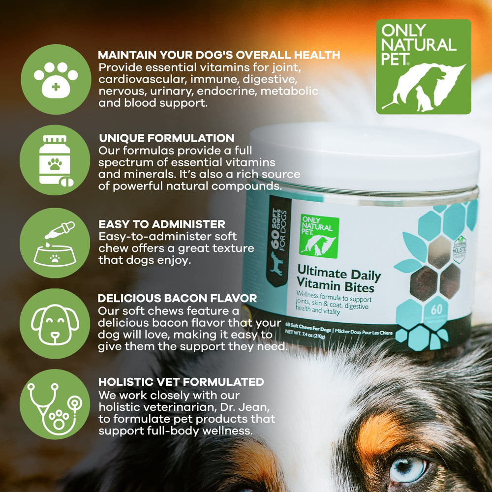 Only Natural Pet etiqueta de vitaminas para perros, claridad de uso