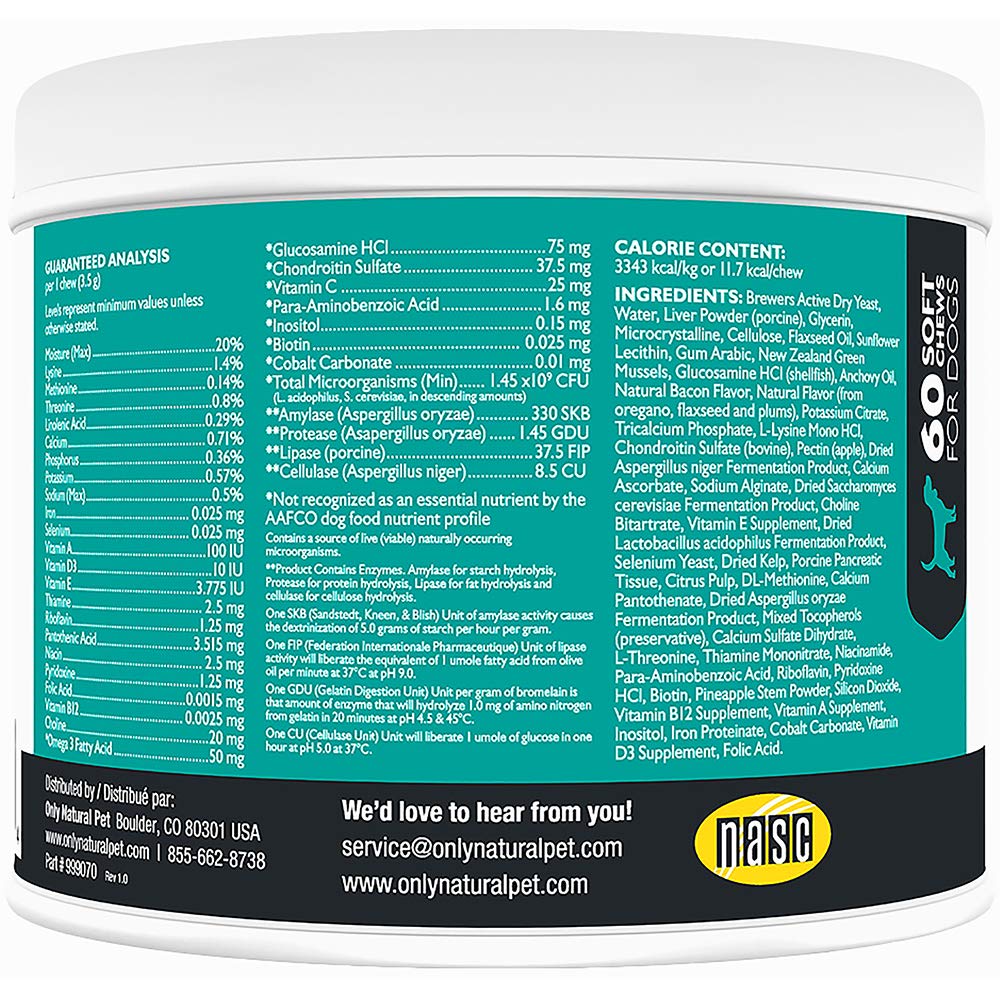 Only Natural Pet ingredientes clave de vitaminas para perros