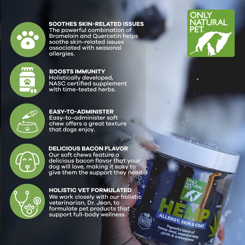 Only Natural Pet Masticables calmantes para perros, alivio suave del picor.