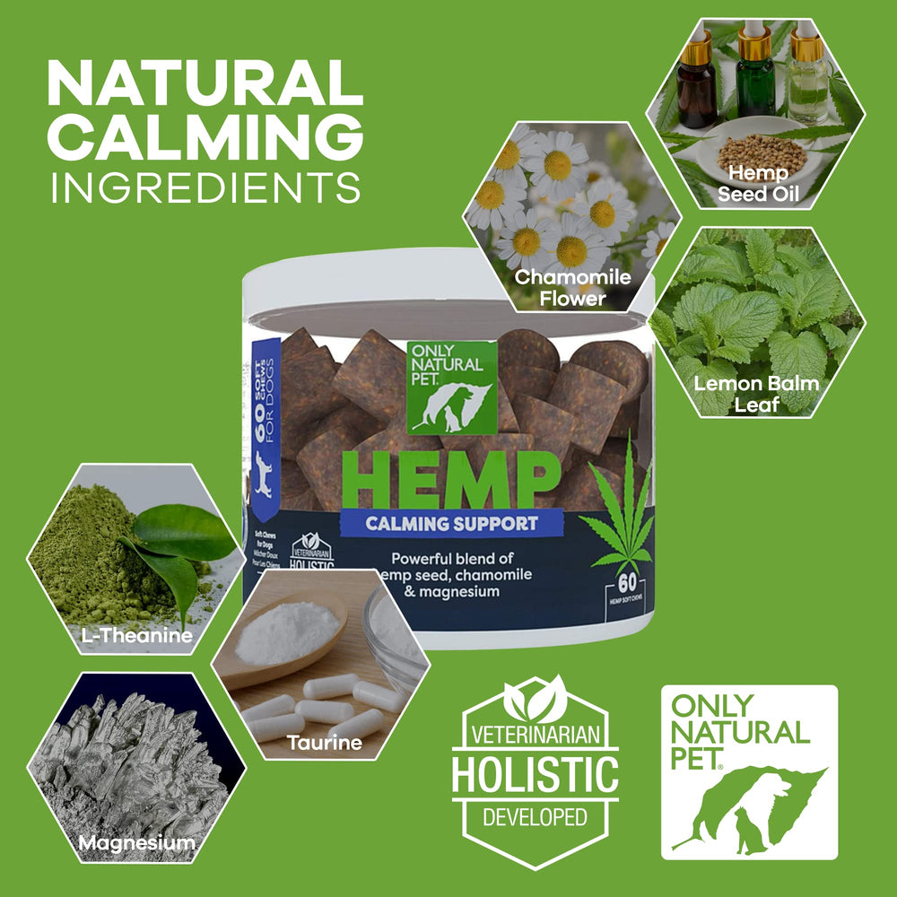 Only Natural Pet masticables con manzanilla y toronjil para perros.