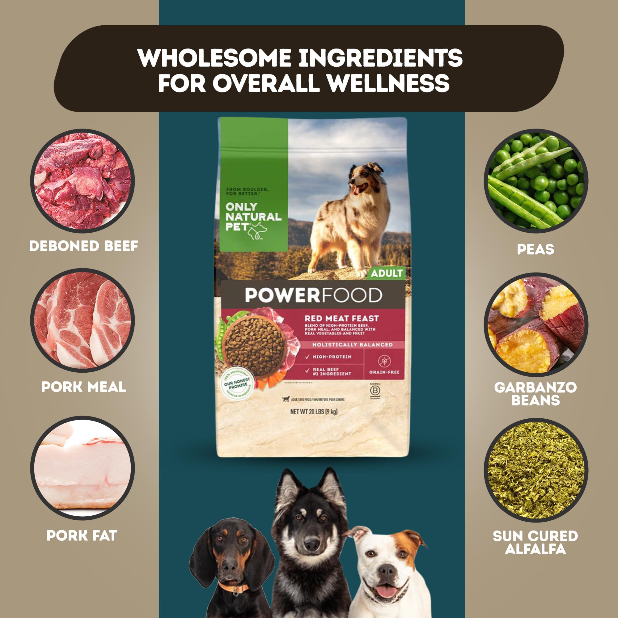 Only Natural Pet PowerFood - etiqueta sin granos y fórmula paleo