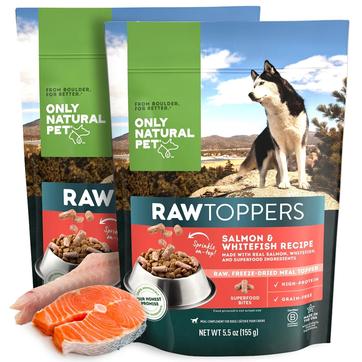 Only Natural Pet Raw Toppers: bolsa 2 packs para complementar la dieta canina