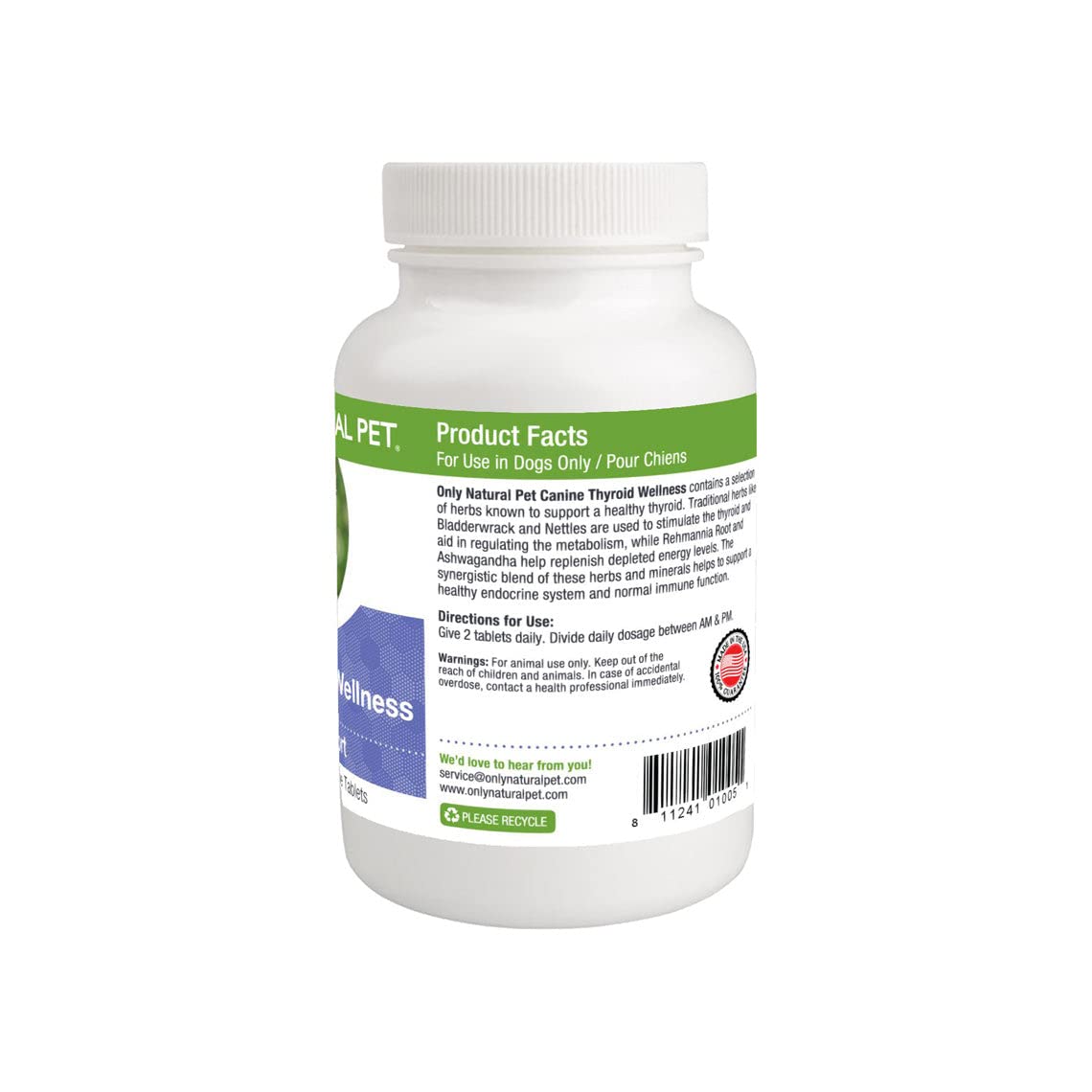 Only Natural Pet tabletas masticables para perros con énfasis en apoyo tiroideo