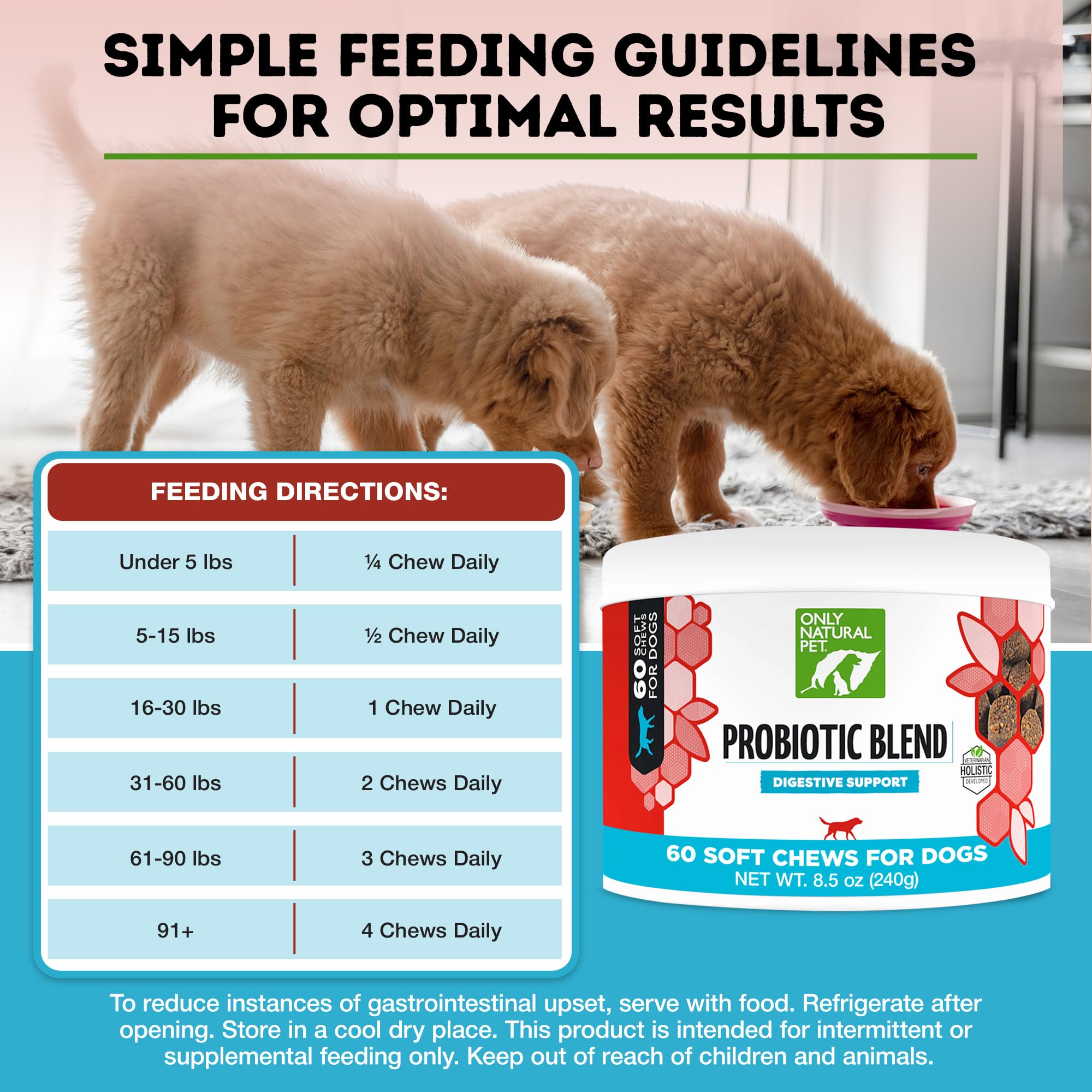 Ideal para cachorros y perros mayores con cuidado digestivo general de Only Natural Pet.