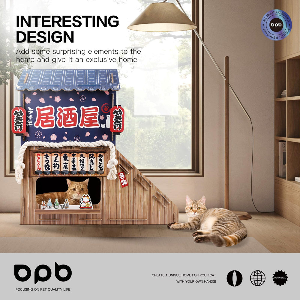 opbodqo casa de gato cartón ensamblaje fácil y rápido