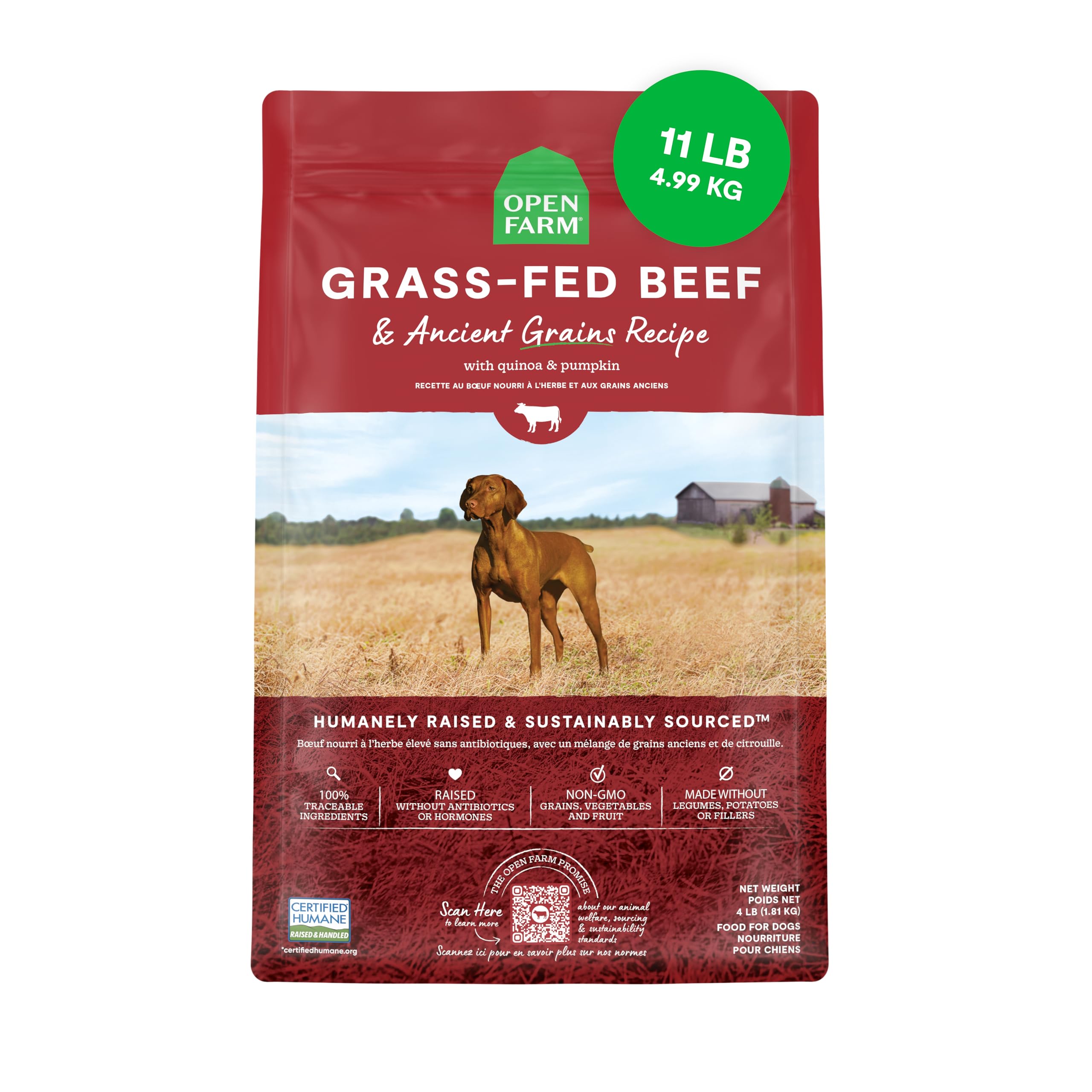 Open Farm, alimento para perros con granos antiguos y proteína de alta calidad para una dieta equilibrada.