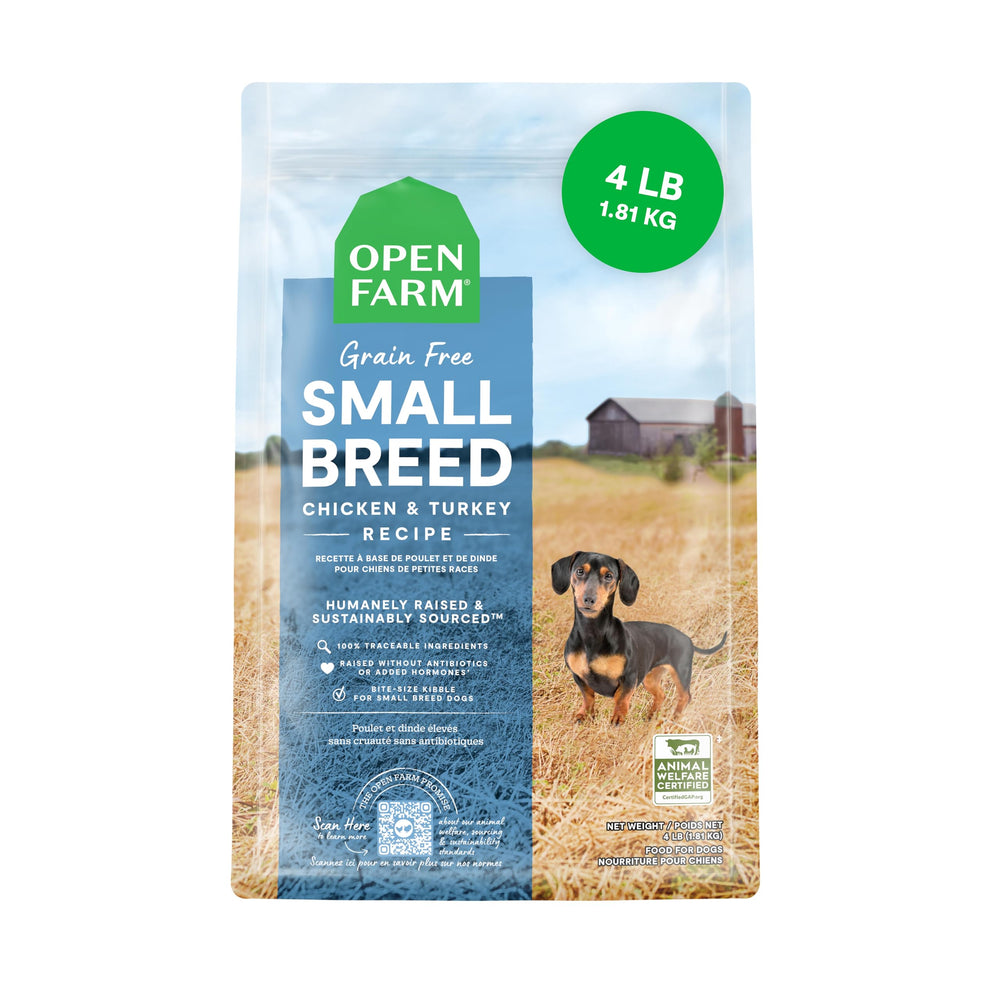 Open Farm alimento seco para perros pequeños, bolsa de 4 libras, sin granos.