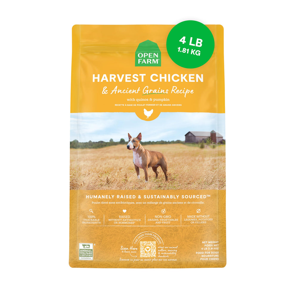 Open Farm bolsa de granos antiguos para perros, proteína alta para una alimentación equilibrada.