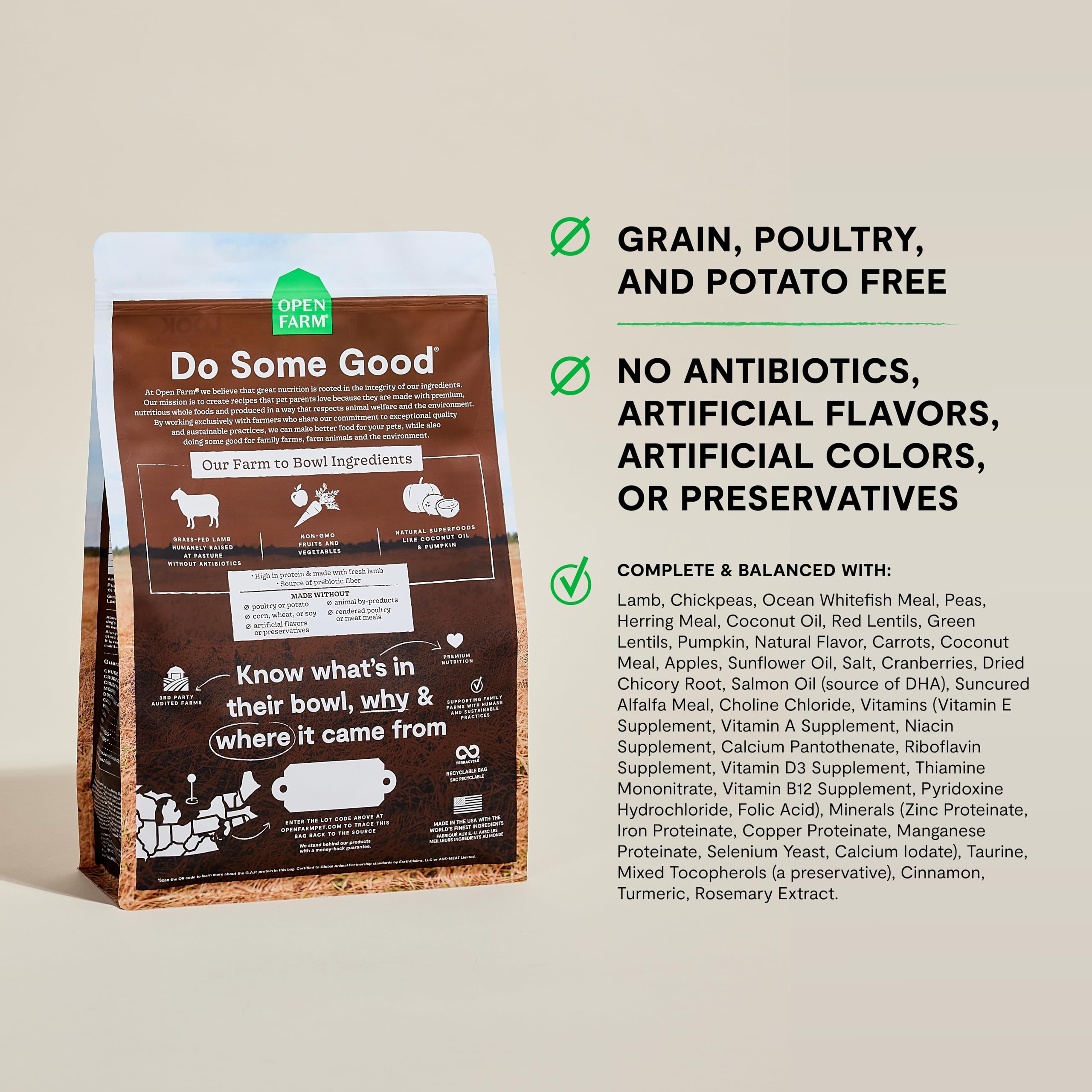 Open Farm calabaza y coco, superalimentos para perros.