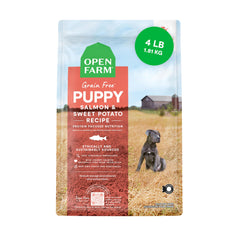 Open Farm comida para cachorro con salmón, proteína principal para crecimiento equilibrado.