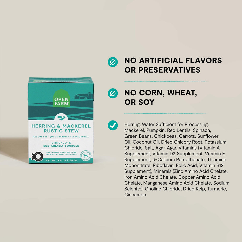Open Farm estofados rusticos, trazabilidad certificada en cada ingrediente para tranquilidad