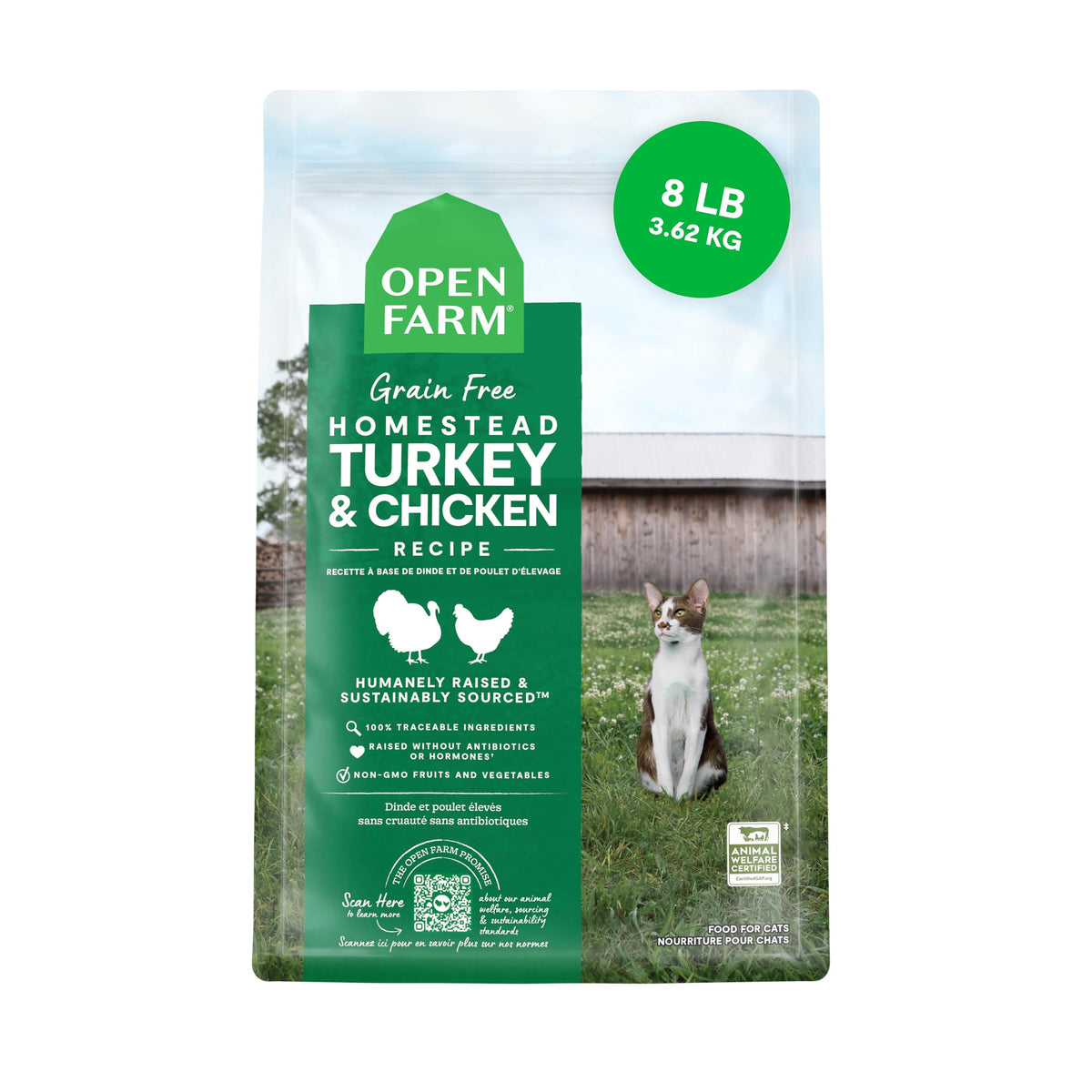 Open Farm - comida seca para gato con pavo y pollo, proteína alta.