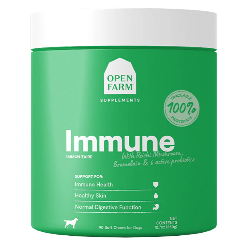 Open Farm Golosinas Inmunidad envase reciclable para packaging sostenible