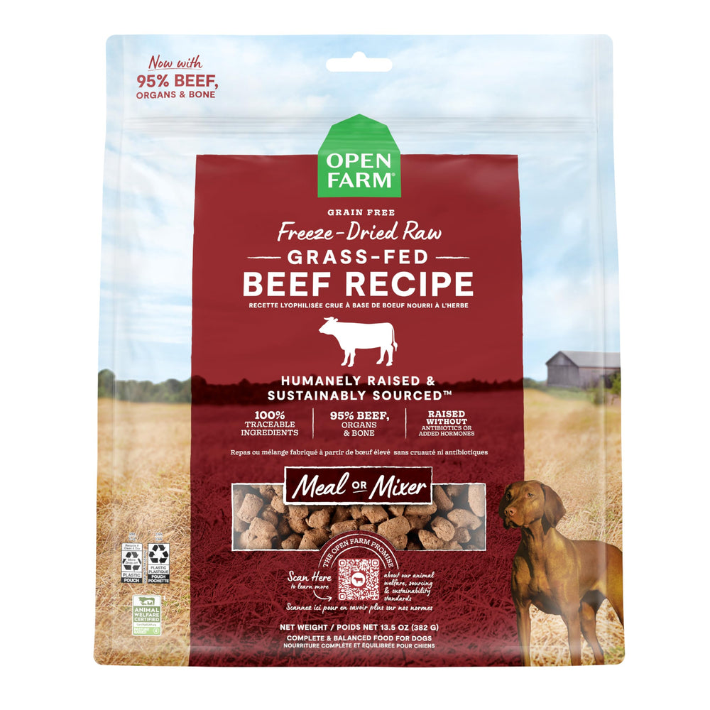 Open Farm Morsels liofilizados de carne para perros, fuente de proteína alta.