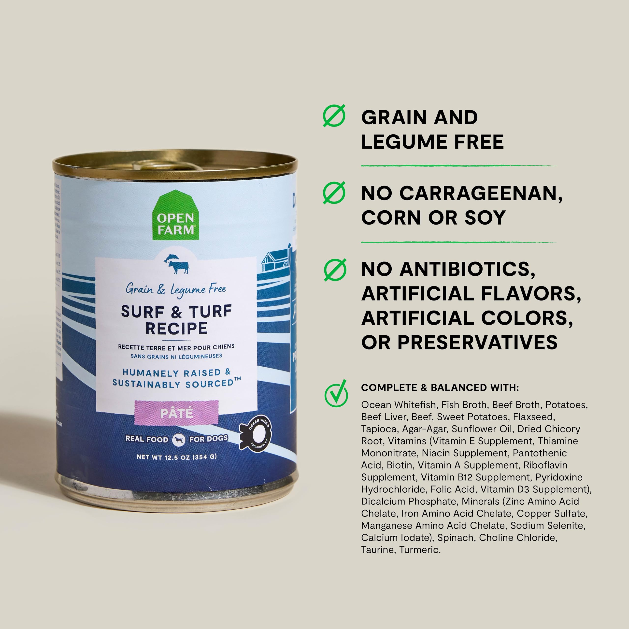Open Farm paté: textura sedosa para comida húmeda deliciosa.