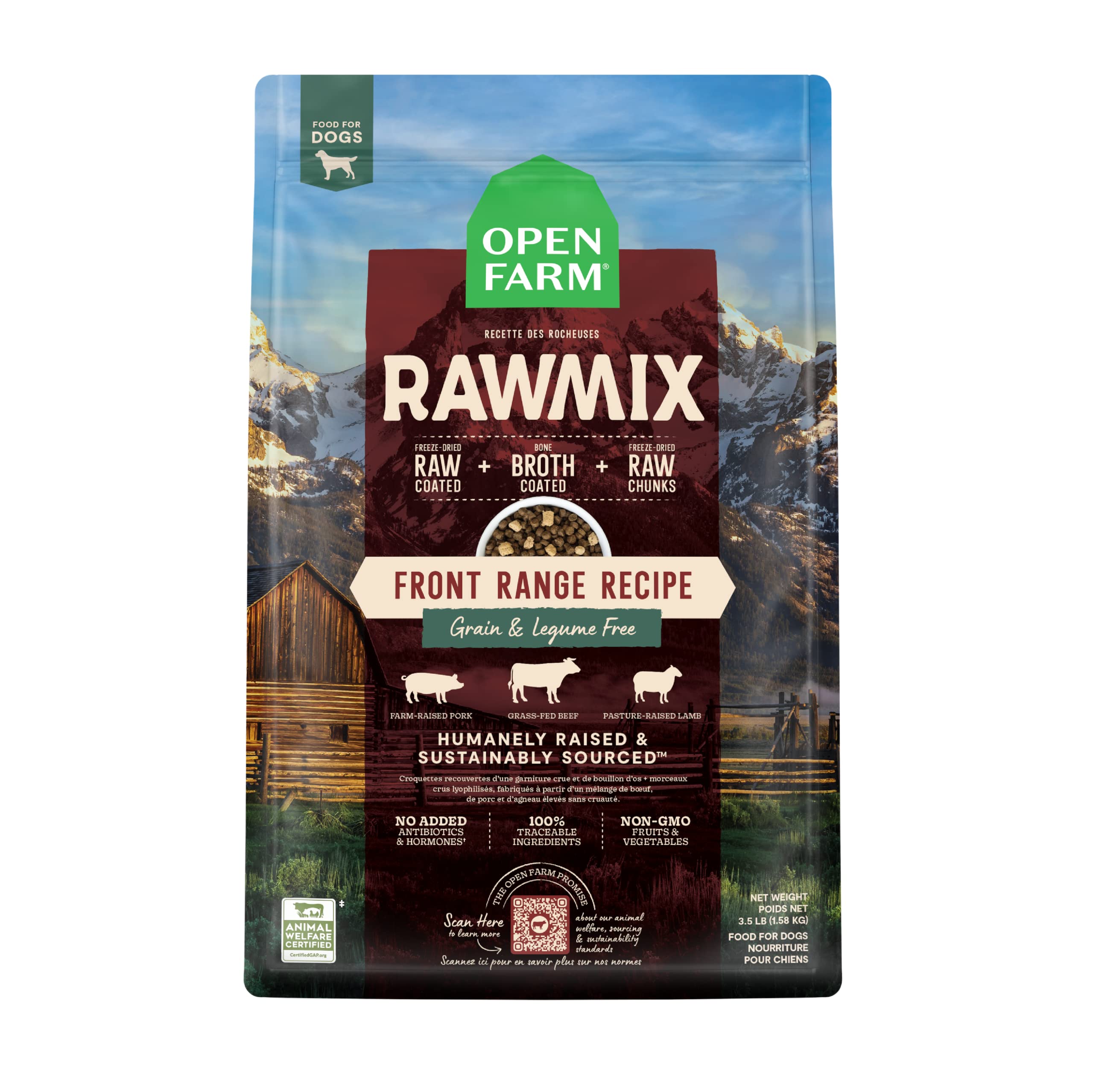 Open Farm RawMix sin granos cuenco: proteína enfocada para perros.