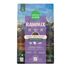 Open Farm RawMix sin granos para perros grandes con caldo de huesos y nutrición natural.