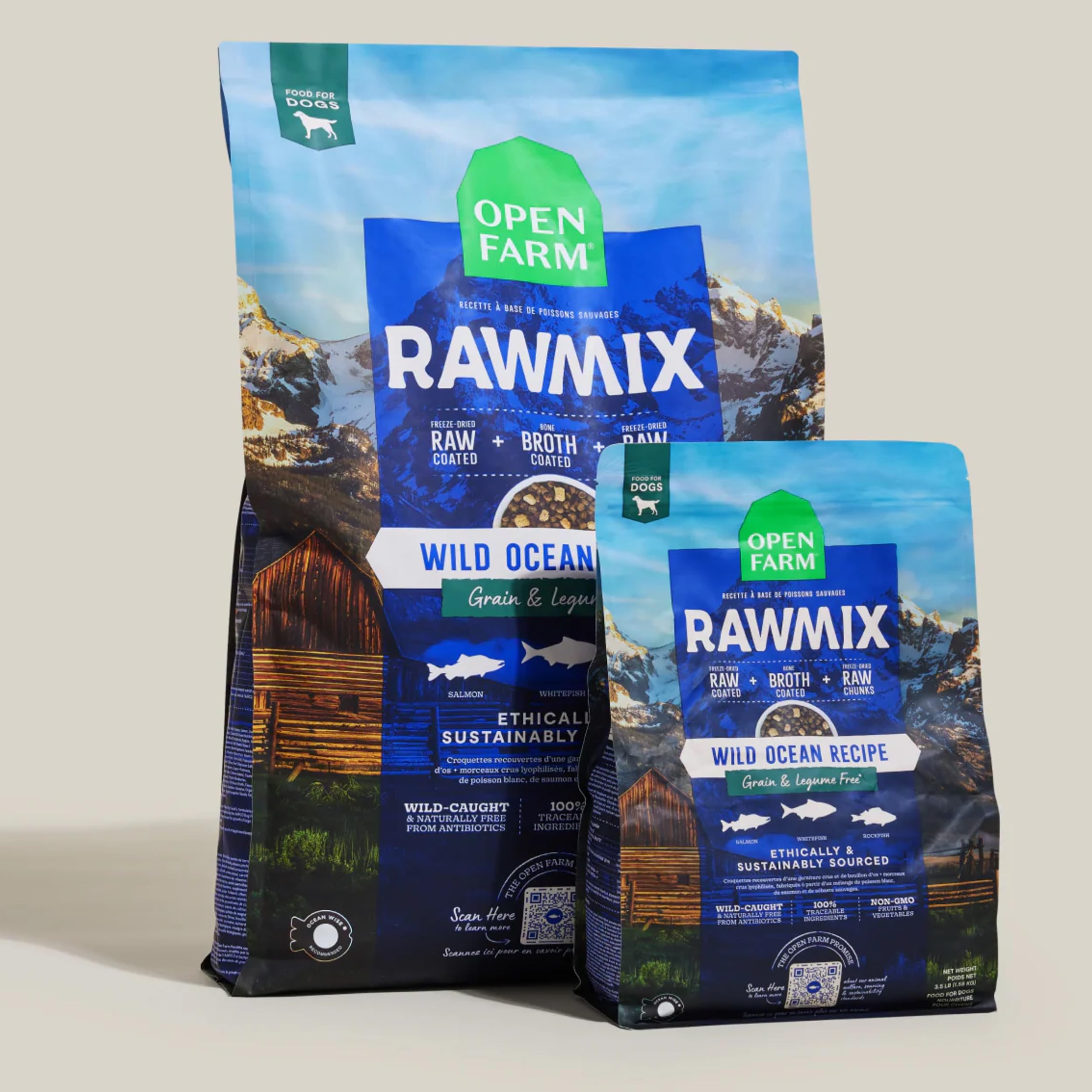 Presentación de Open Farm RawMix en casa para perros