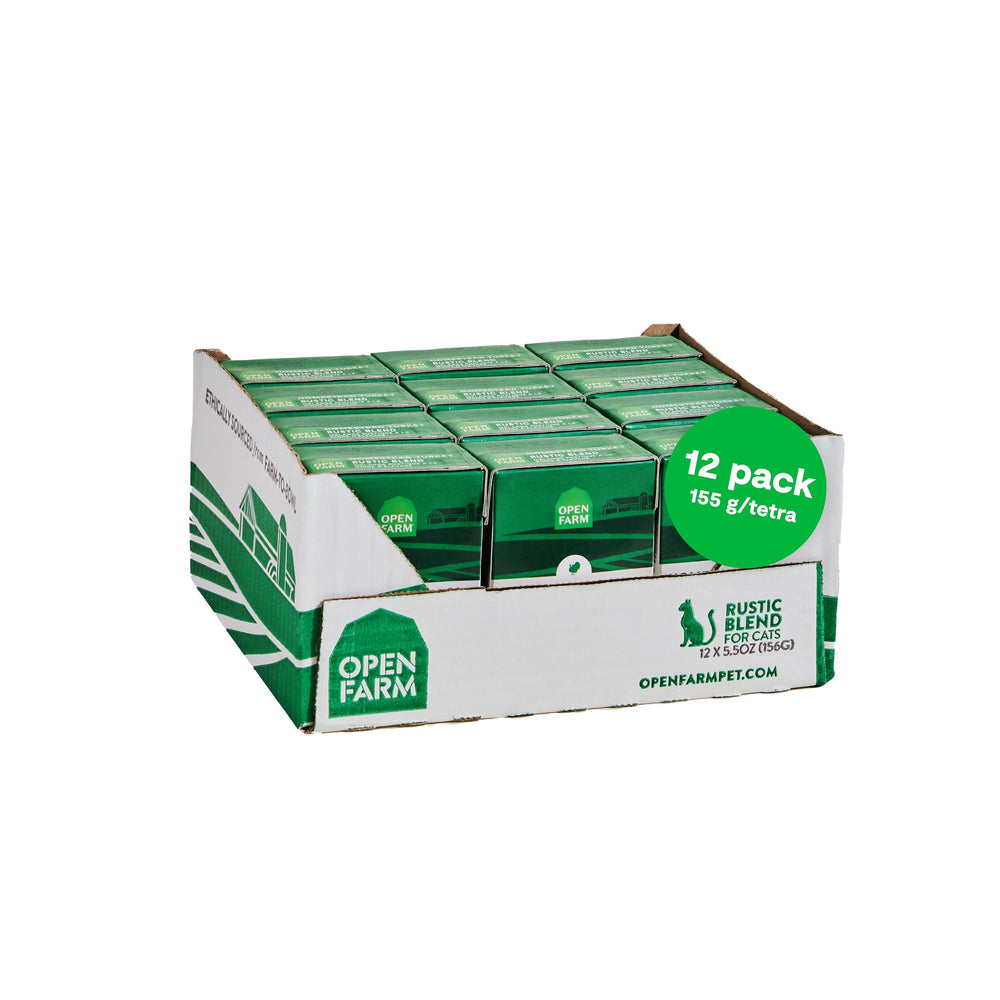 Open Farm Rustic Blend: lata para gato, sabor sabroso y nutrición completa para cada comida.