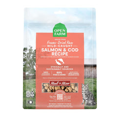 Open Farm salmón y bacalao crudo para gatos, 92% carne y órganos, rico en proteína.