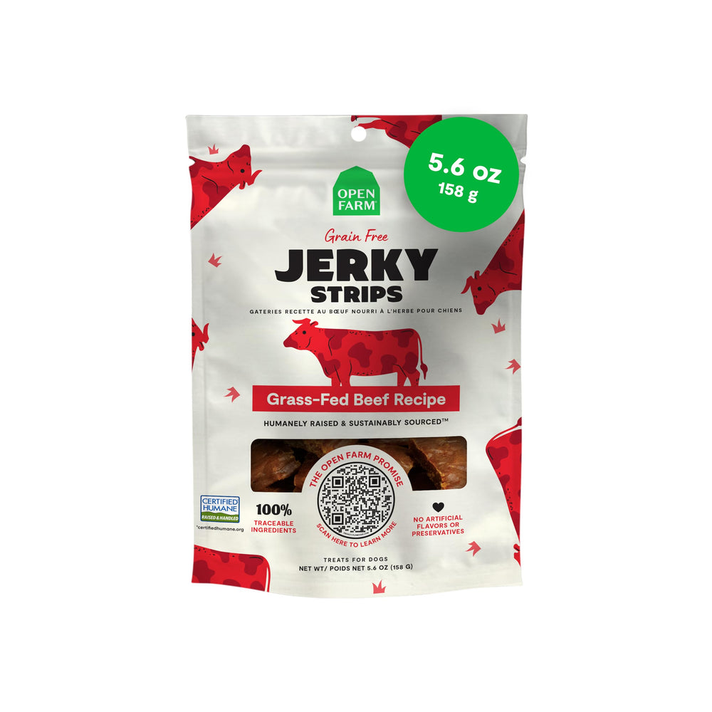 Open Farm tiras carne-perro suaves, premio delicioso