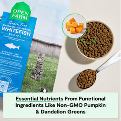 Open Farm verduras sin OGM para gatos, aporte de nutrientes naturales.