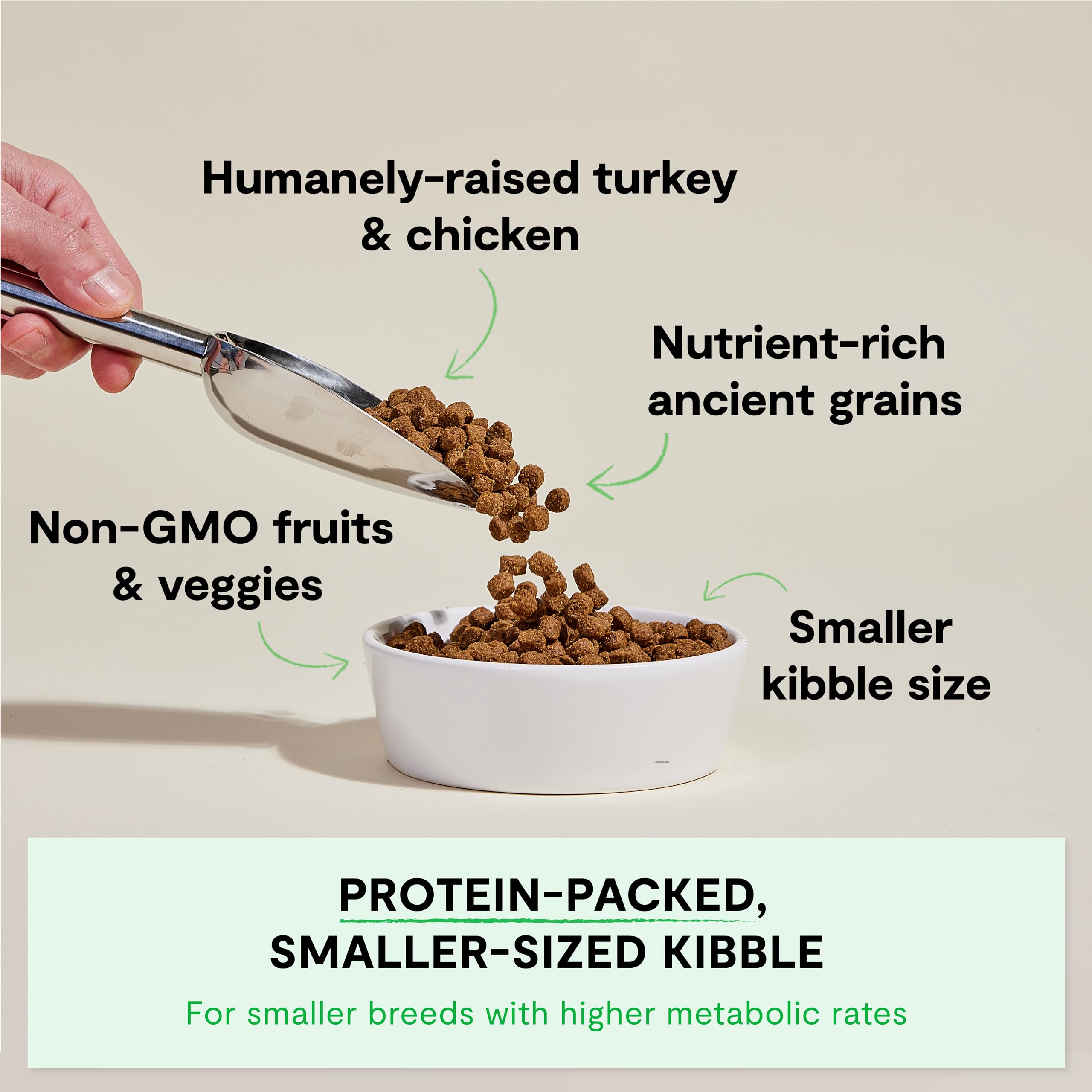 Open Farm proteína alta con carne de pavo para cachorros pequeños.