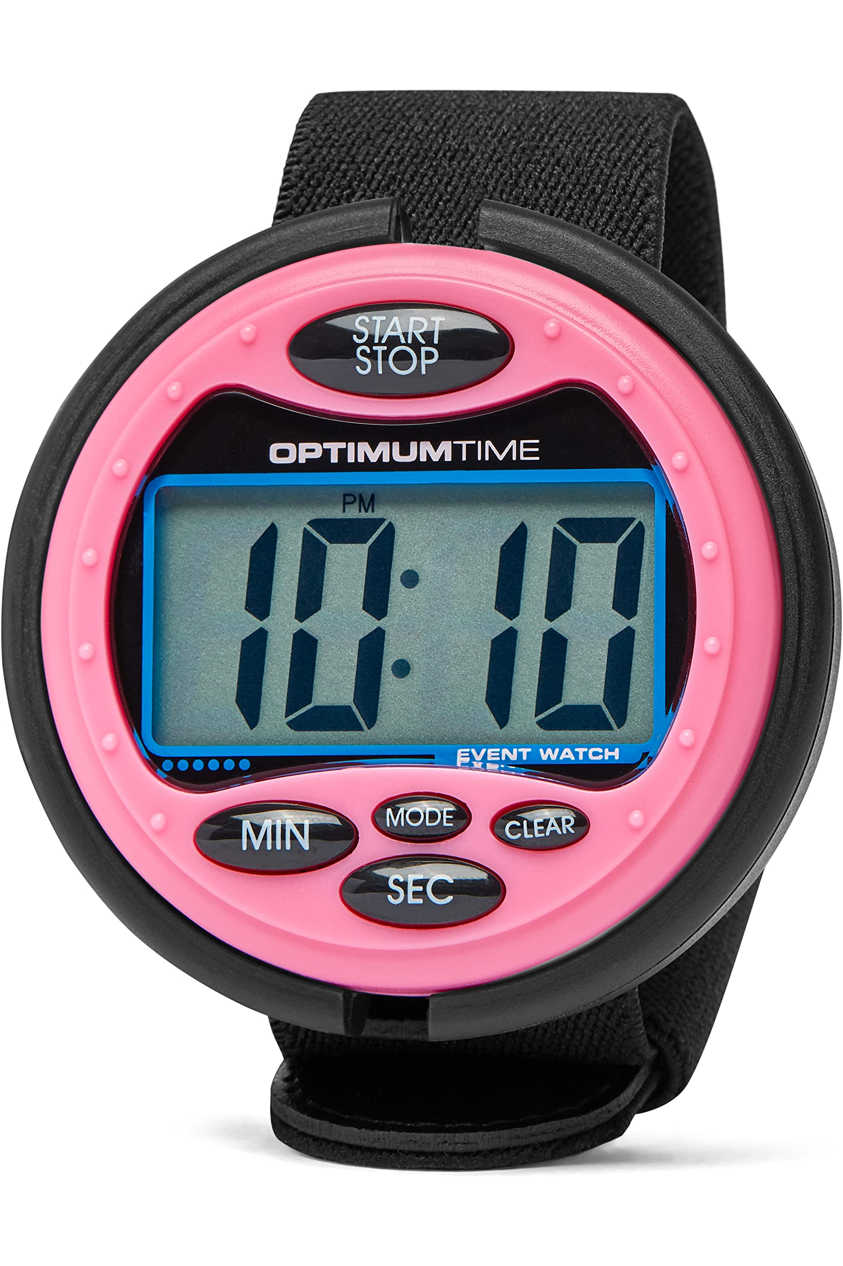 Reloj Optimum Time OE399 Rosa visto de frente para cronometrar competencias