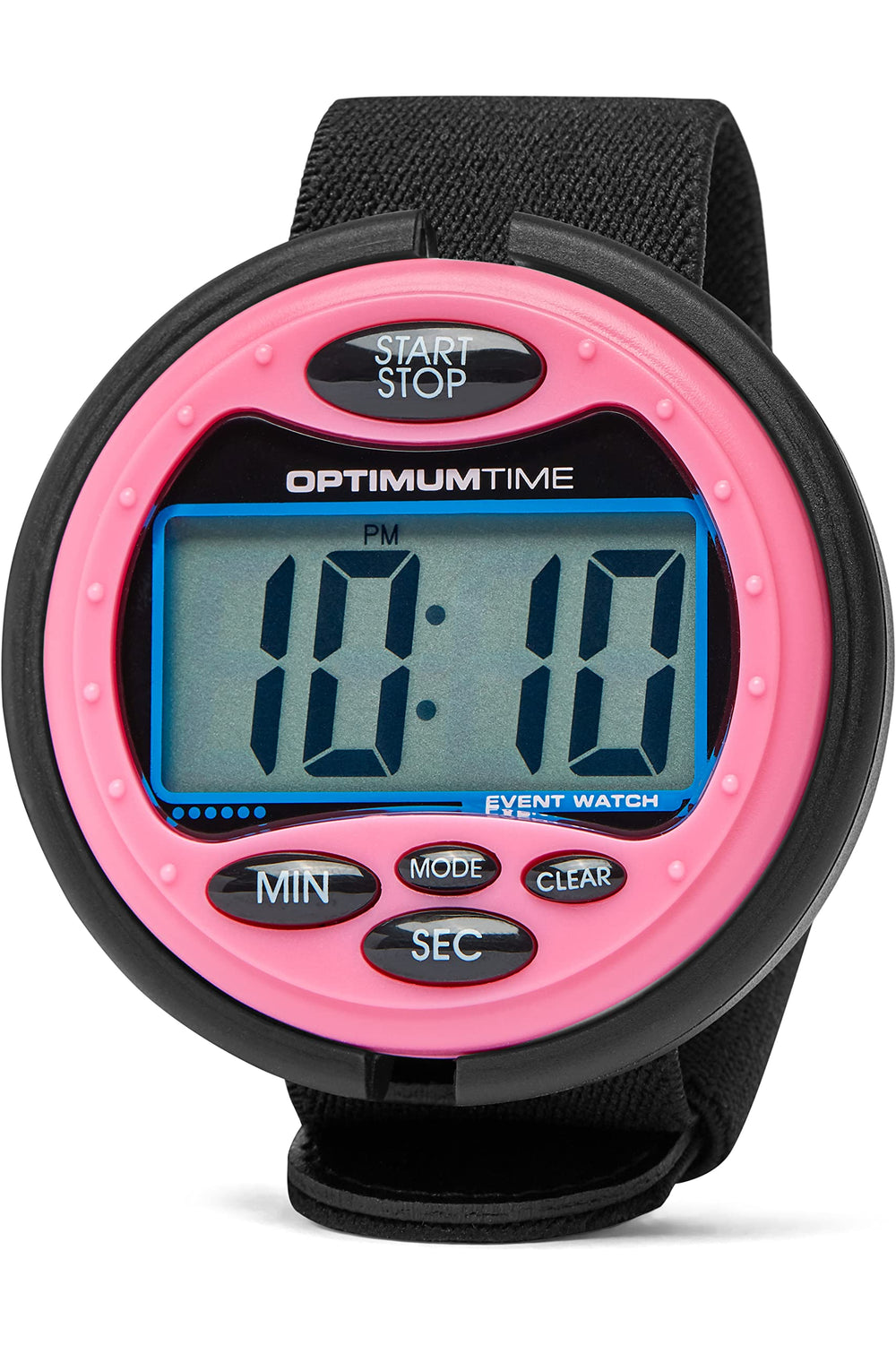 Reloj Optimum Time OE399 Rosa visto de frente para cronometrar competencias