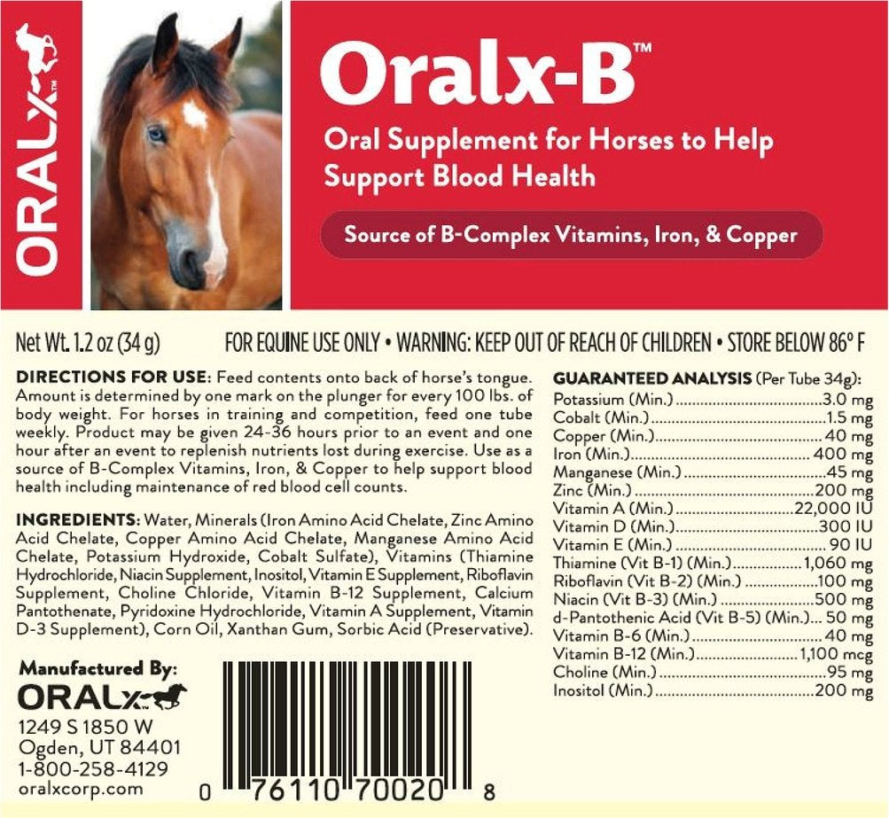 Oralx-B jeringa de dosificación fácil, administración rápida y limpia para caballos.